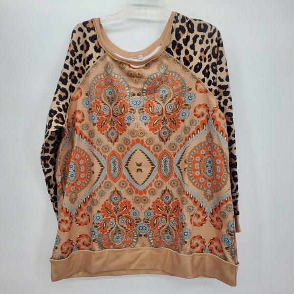Leopard and floral print pullover women's size xl - Picture 1 of 6
